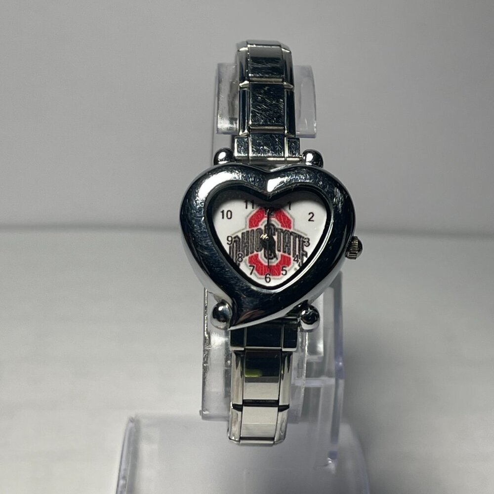 Ohio State Buckeyes NCAA Women's Heart Stainless-Steel Bracelet Watch NEW